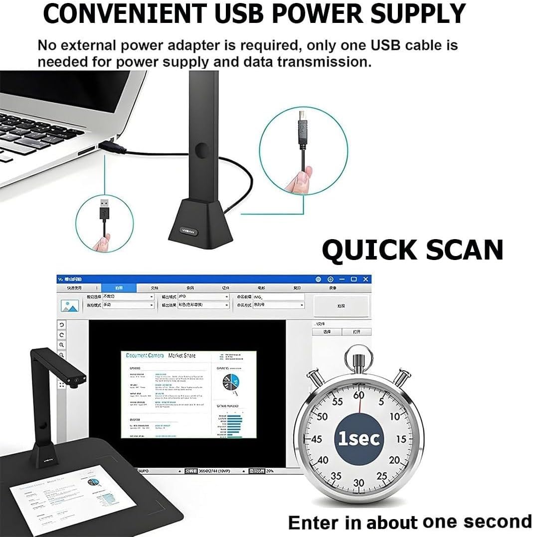 Escáner aéreo de Gran Formato A2 A3, escáner de Documentos de Libros de 23MP, aplanamiento automático y eliminación de Huellas Dactilares, Compatible con Windows/Mac