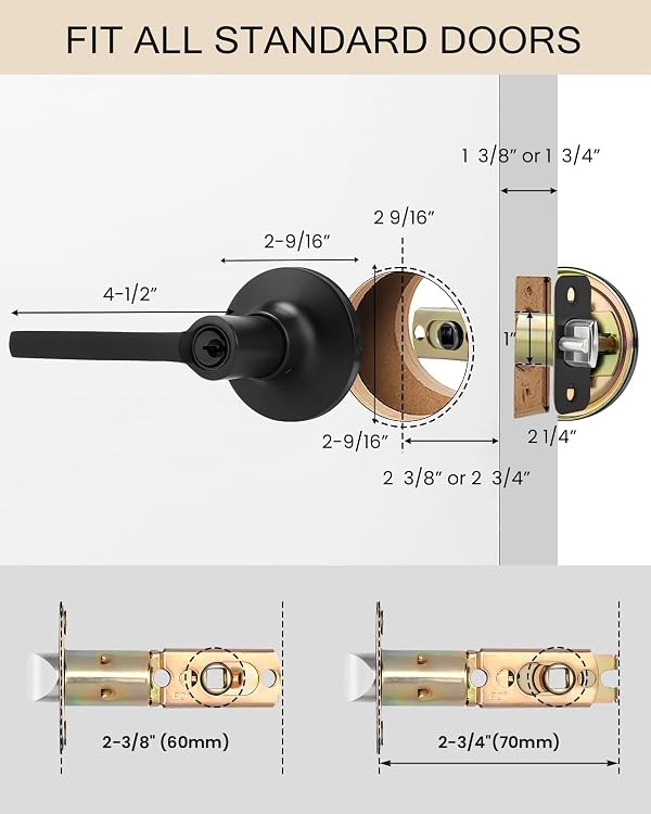 Haidms Black Exterior Door Handle Set with Deadbolt, Front Door Lock Set, Matte Black Door Lever and Single Cylinder Deadbolt, Entry Door Locksets, 1 Pack by Haidms - Image 5