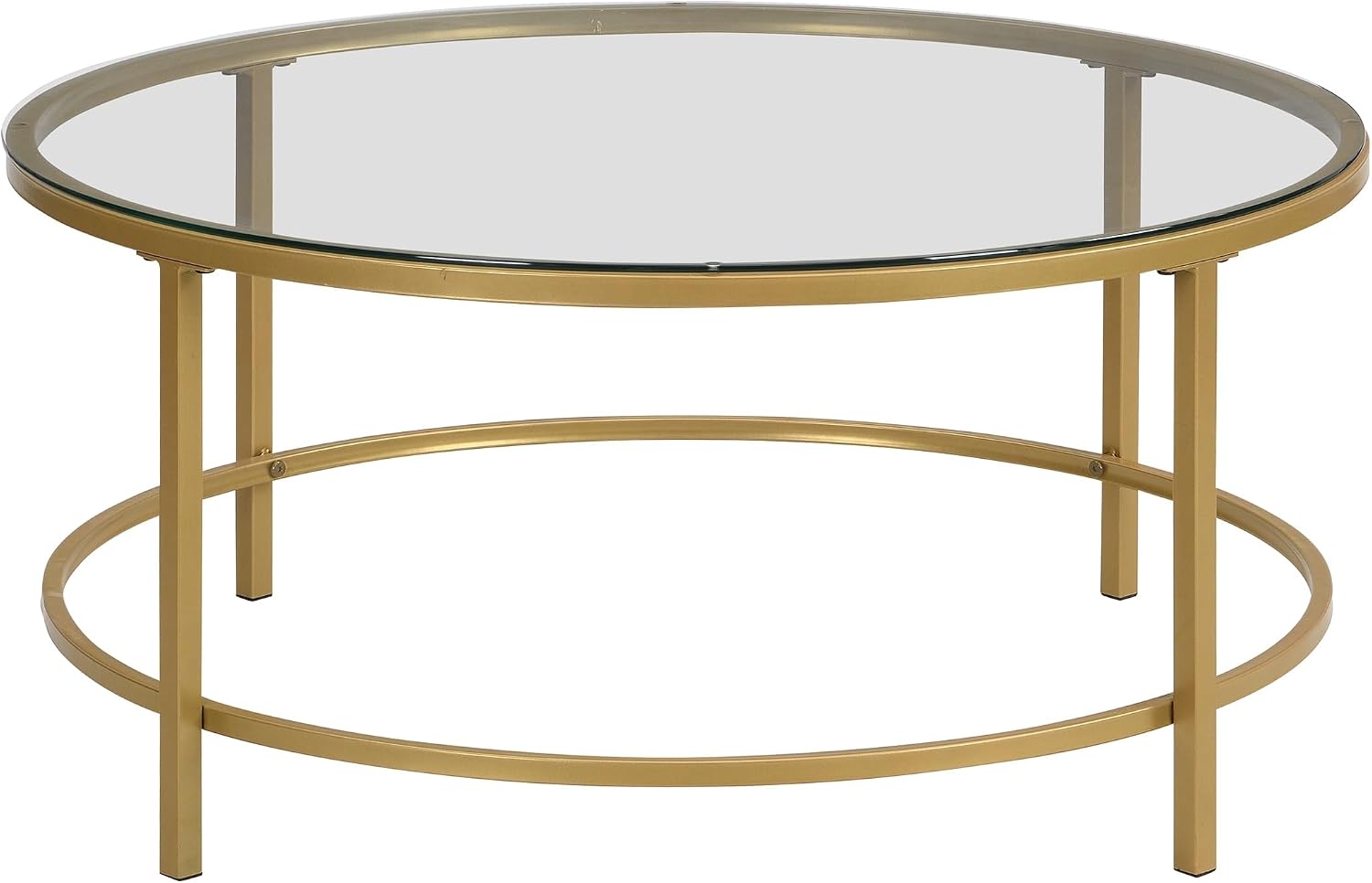 Carolina Chair & Table Stefano Top 36 Inch Round Coffee Table Glass/Gold Glass