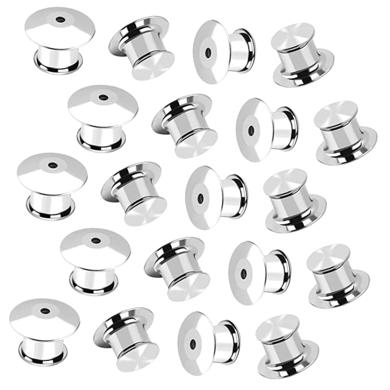 PHENOFICE 20pcs Anti-Glare Buttons Pin Backs Locking Pins for Lapel Brooch DIY Accessories Professional Parts
