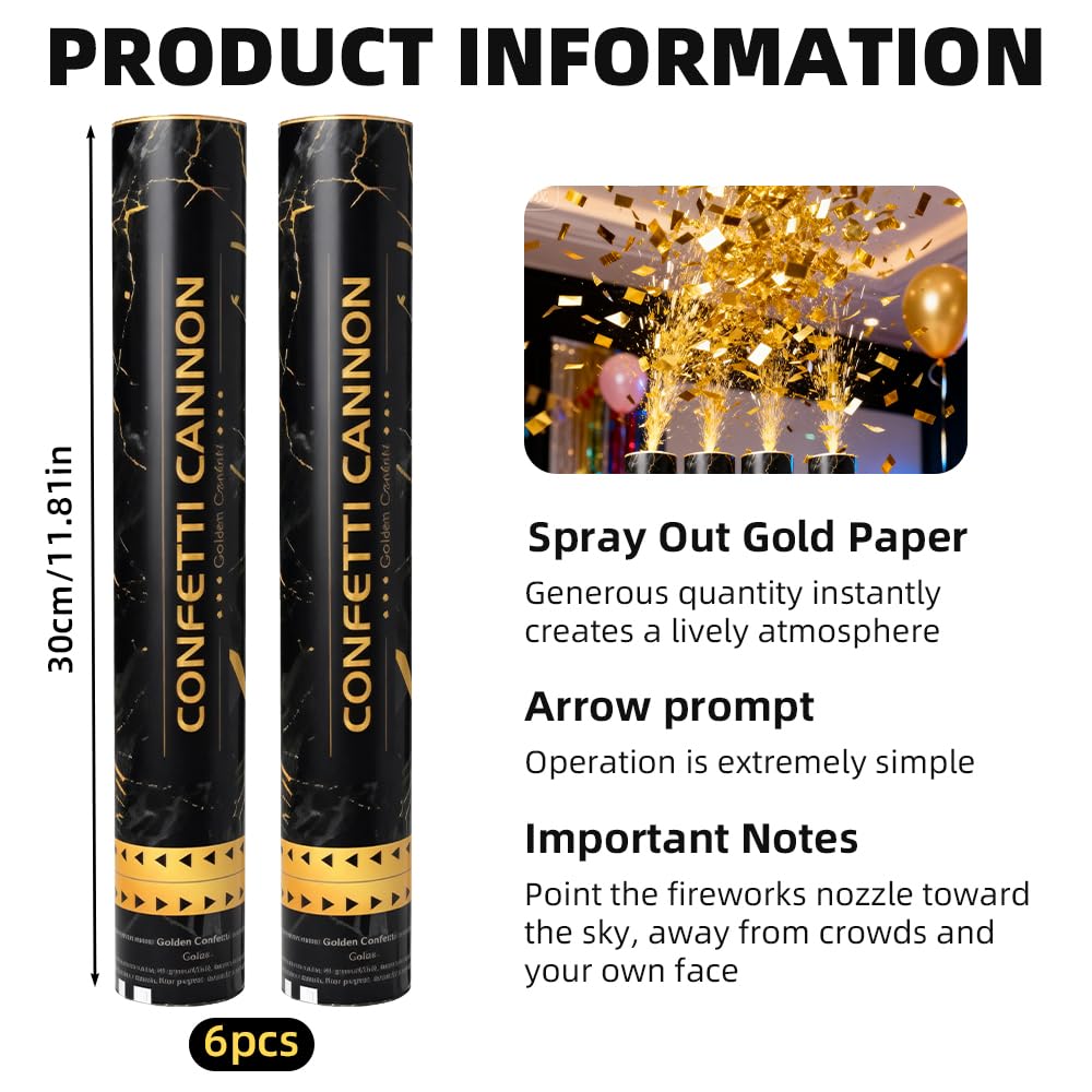 Cannoni Spara Coriandoli, 6 Pezzi Spara Coriandoli Matrimonio, 30cm Coriandoli Biodegradabili, Spara Coriandoli Laurea, Sparacoriandoli per Matrimonio, Compleanni, Celebrazioni, Laurea