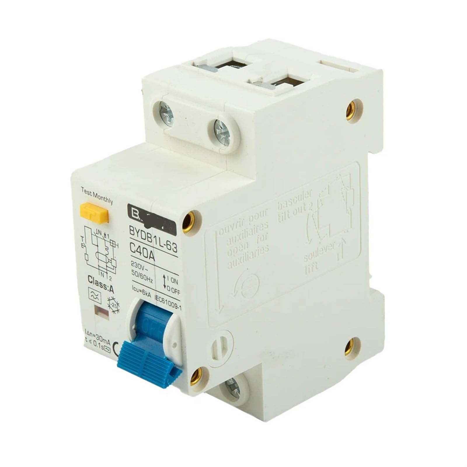 30mA -10A Circuit Breaker MCB RCCB RCD Type A/AC RCBO 220V AC Rated Working Voltage Mechanical Life 8000 Times (Size : A -10A)