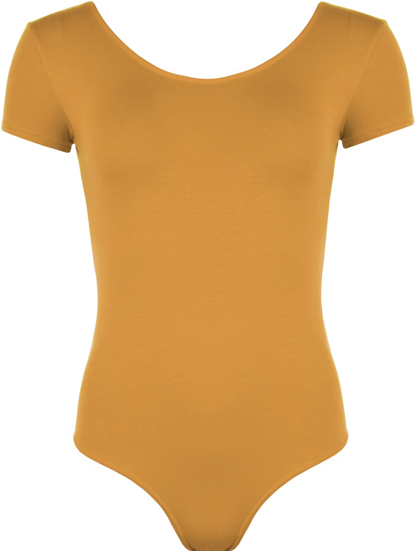 Wearall Women's Mustard Stretch Bodysuit Top Leotard - 8/10