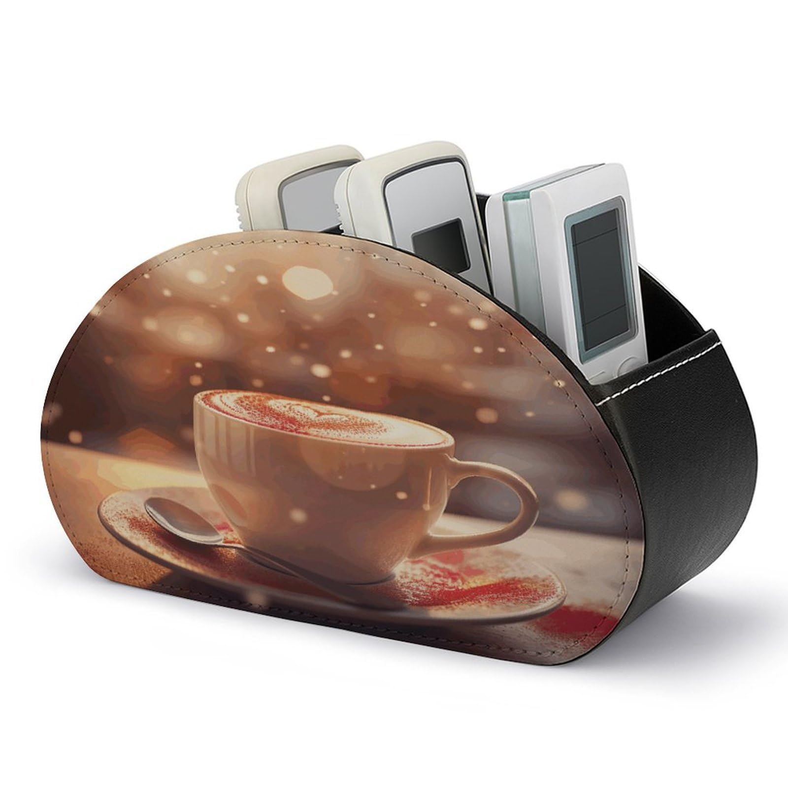 Btcowzrv Style Hearts Drawn On Coffee Remote Control Holder With 5 Compartments