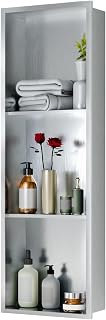 3-Layer Shower Niche, 12" x 36" x 4" Stainless Steel Recessed Niche for Bathroom, Rectangular Nook Organizer Shelf Insert in Wall Soap Douche Storage, No Tile Needed Easy Installation, Brushed Nickel