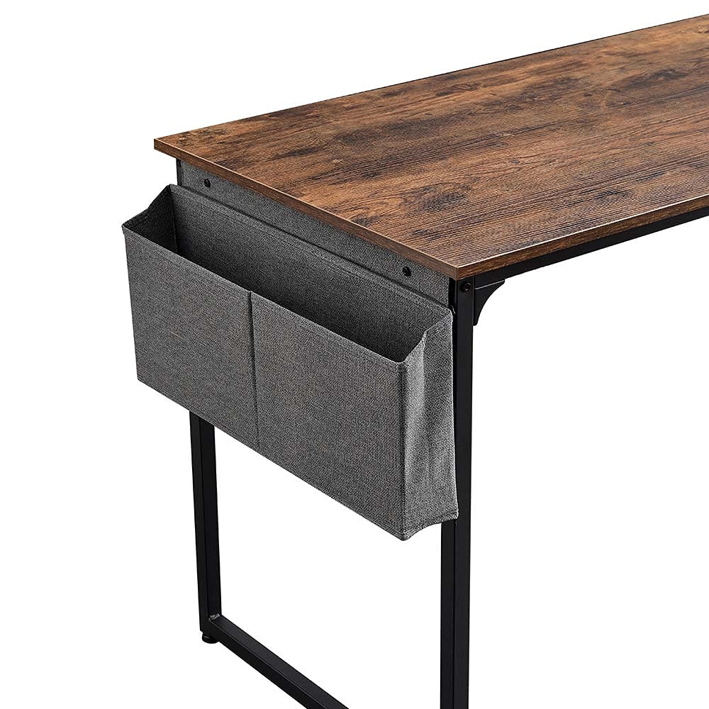 BAKAJI Scrivania Tavolo da Lavoro Porta Pc Computer Piano in Legno MDF con Struttura in Metallo Organizer Portatutto in Tessuto e Gancio Casa Ufficio Design Moderno Industriale 120 x 60 x H74 cm