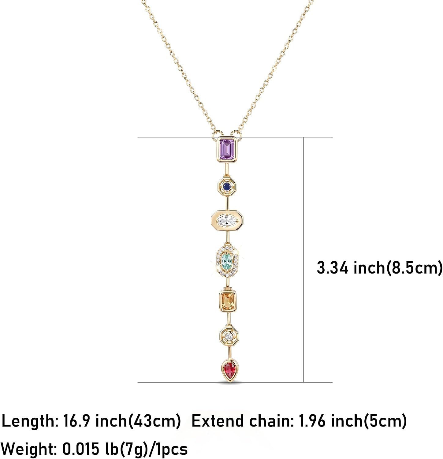 Gold Pendant Crystal Necklace For Women Geometric Cubic Zirconia Pendant