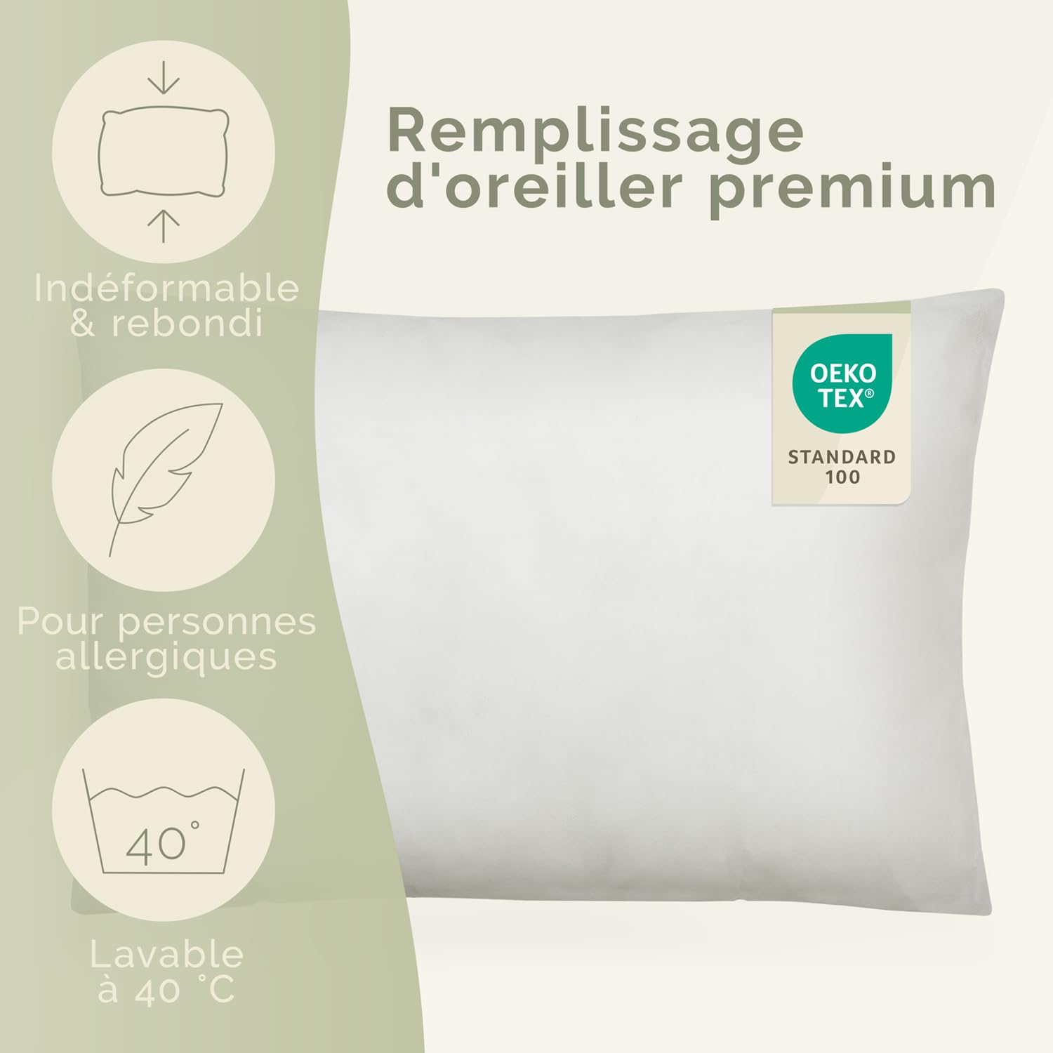 Blumtal Rembourrage Coussin 40x50cm Oreiller à recouvrir - Coussin écologique certifié Oeko-TEX 40x50 cm - Lavable - Lot de 6 - Oreiller Moelleux