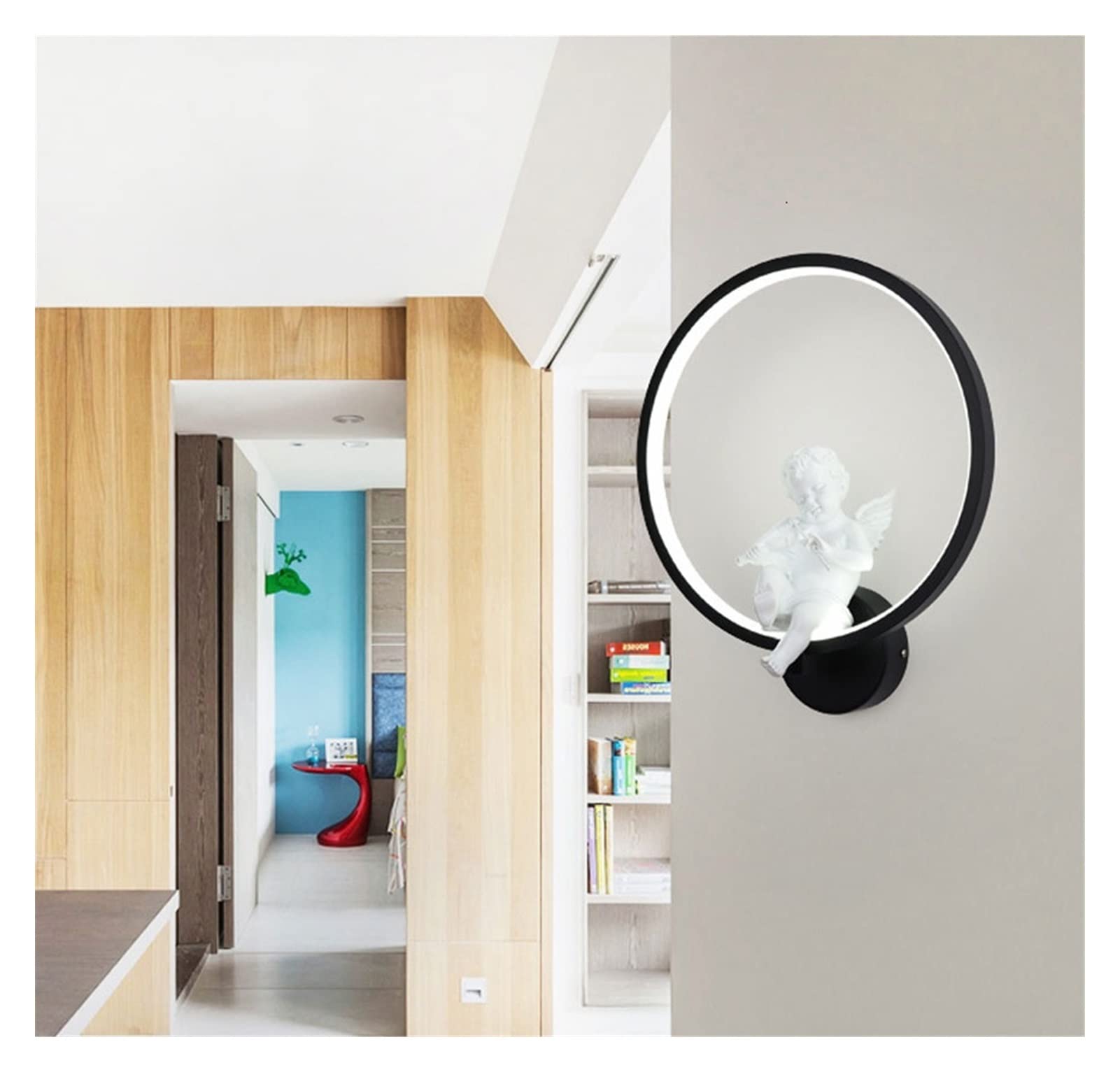 Lámpara de pared, Lámparas de pared modernas Art Angel - - Compatible con sala de estar, dormitorio, soporte de iluminación de noche, brillo LED de alta potencia para el hogar, lámpara de pared