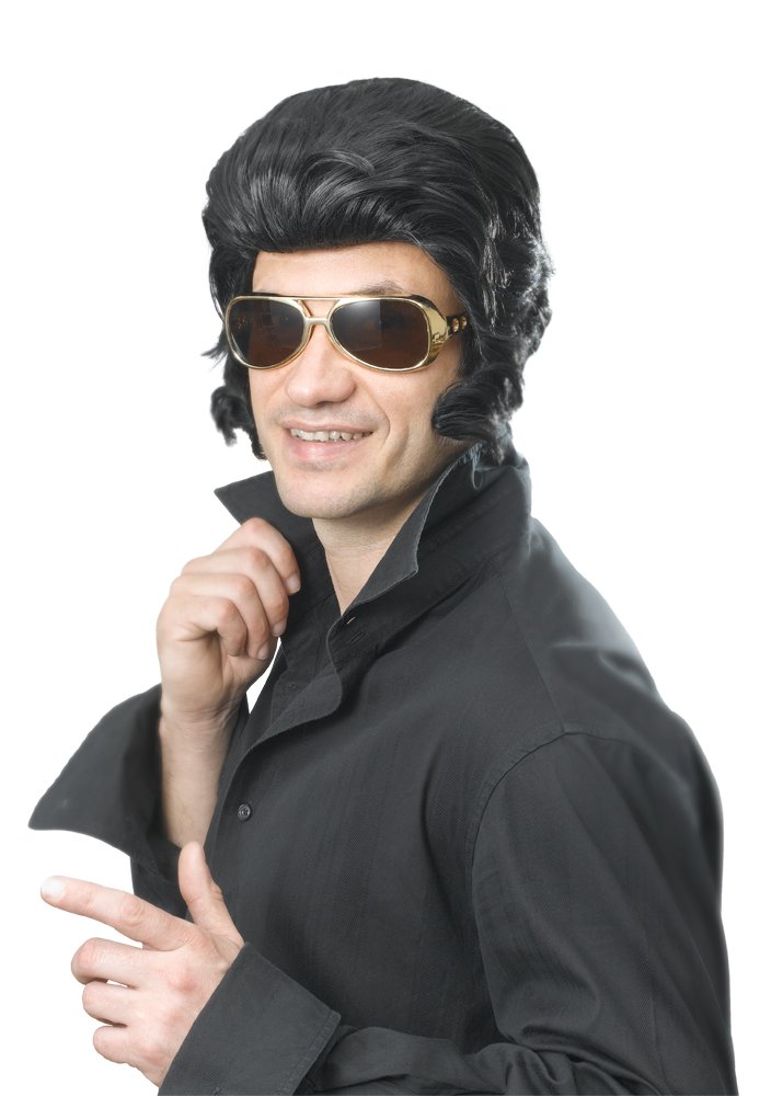 Bristol Novelty BW580 Rock Star Wig and Sideburns | For Men | Black Big, One Size