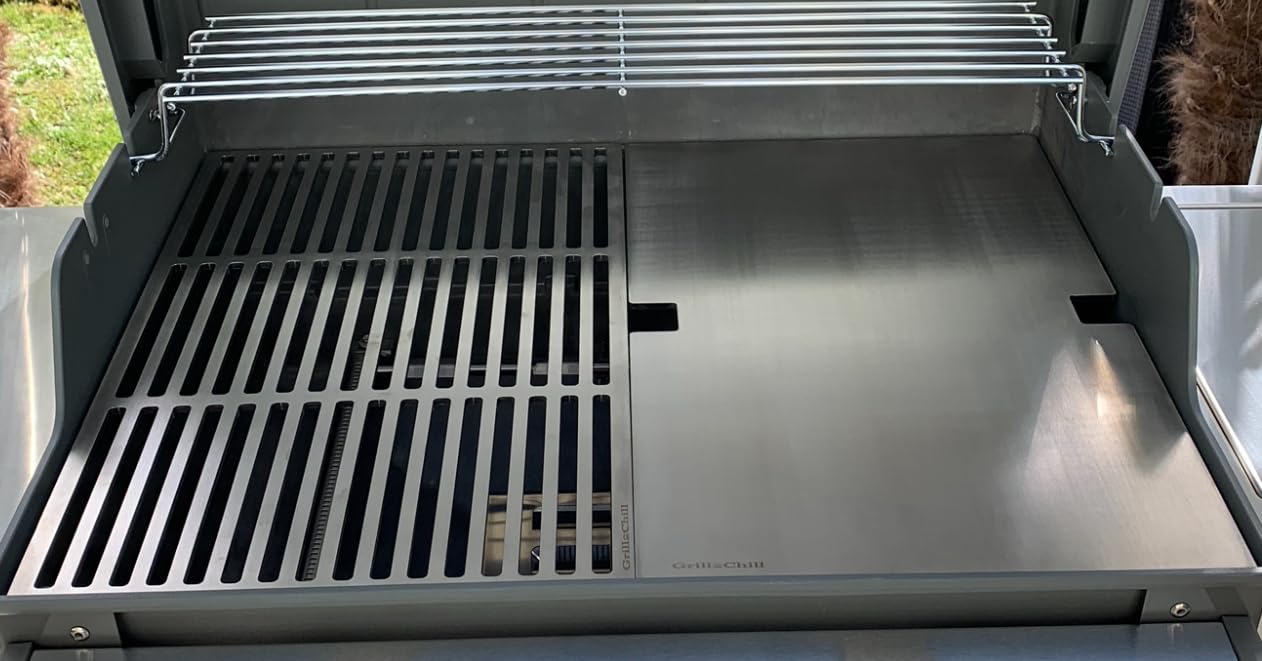 Ruszt do grillowania + płyta grillowa Plancha stal szlachetna V2A 1.4301 pasuje do Grills Kingstone 3000 Beast Black Edition 3500 Beast Black Edition