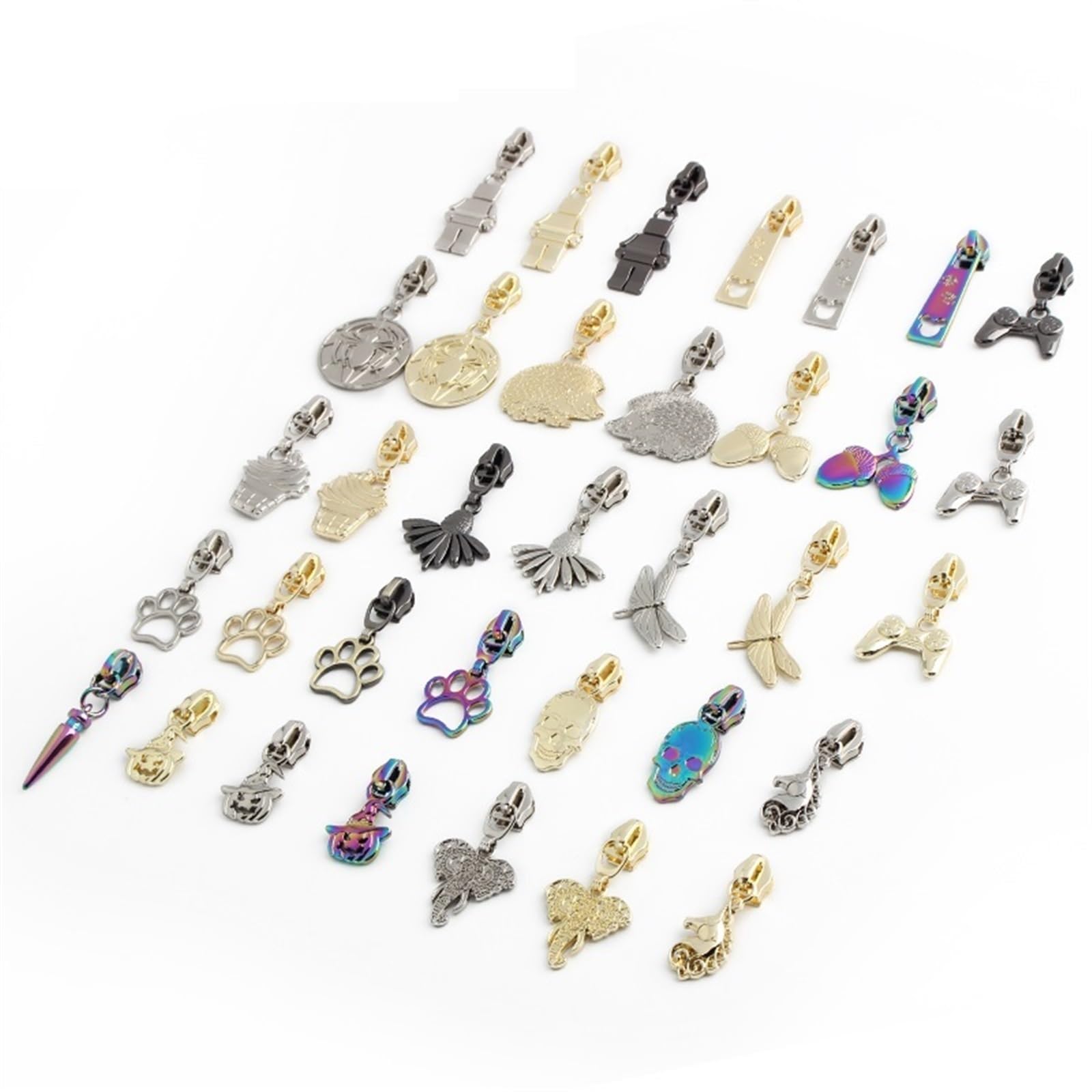 20/50/200 Uds 5# tirador de cabeza deslizante cremallera Metal nailon for bolsos cuero equipaje accesorios costura DIY decorativos(Elephant light gold,200 pieces)
