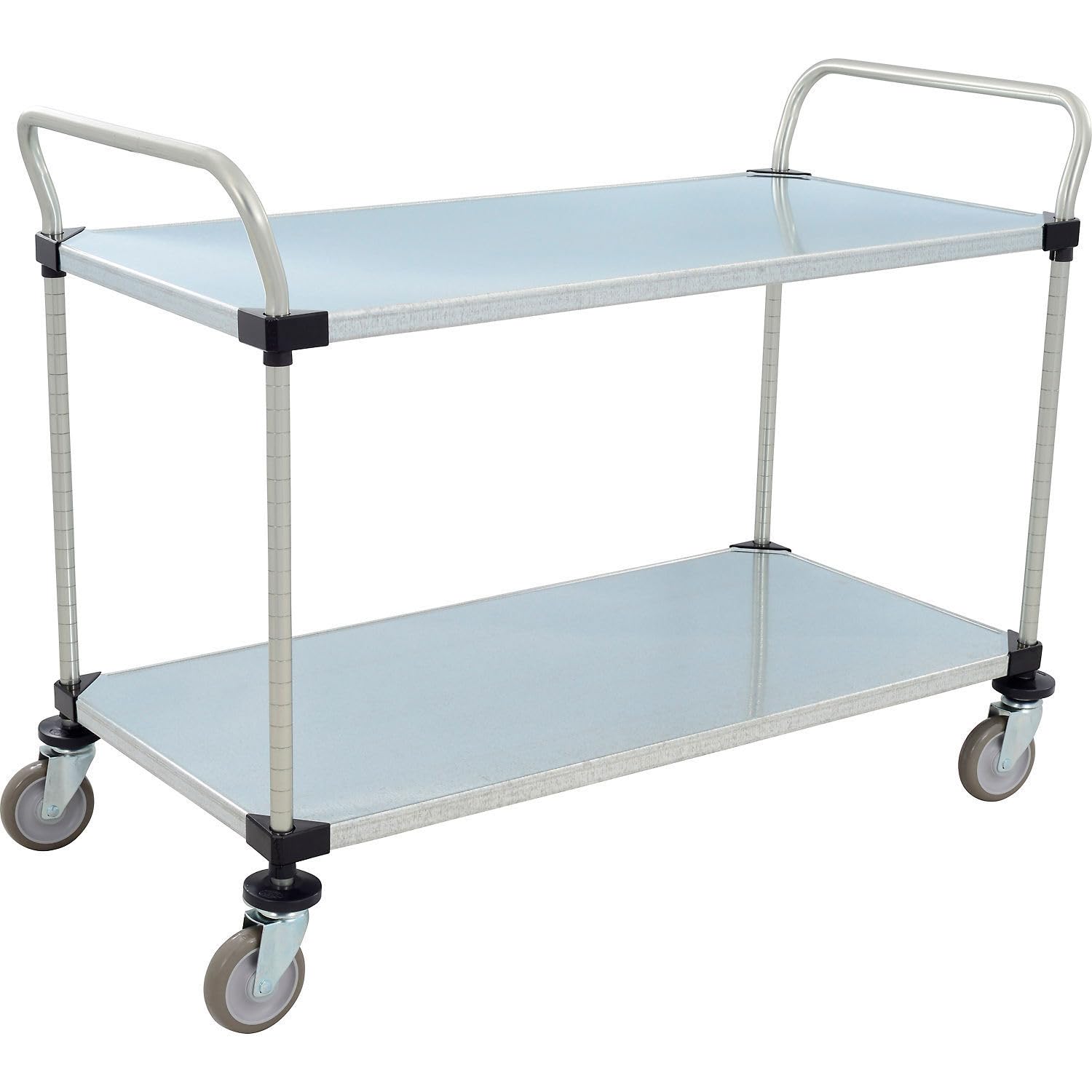 Galvanized Steel Utility Cart by Nexel – 48"L x 24"W x 38"H, Galvanized Steel, Gray, Model 24483P2SZ