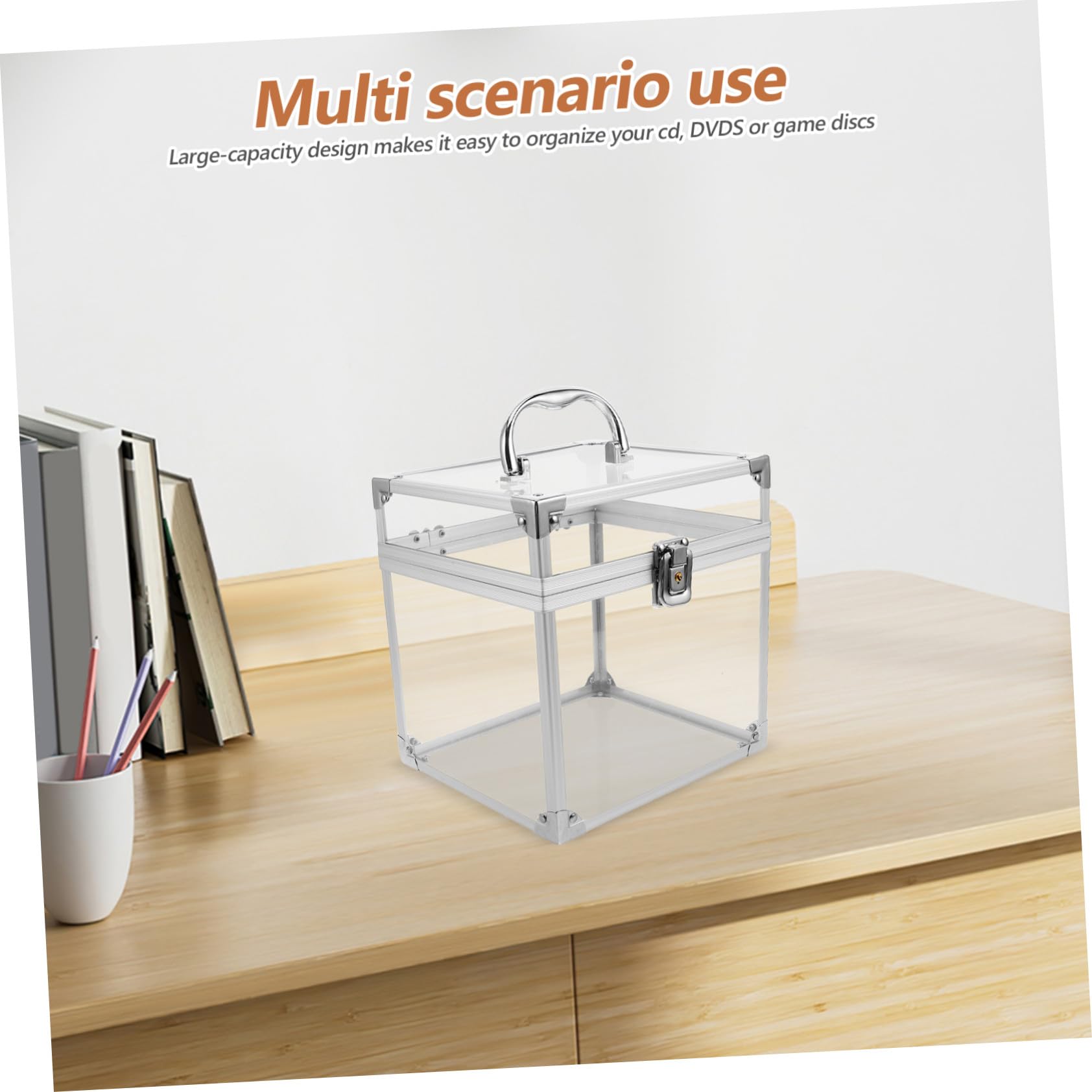 Homoyoyo Custodia Acrilica per Organizzatore di Dischi in Vinile e CD con Manico, Grande Capacità e Design Elegante per Casa e Studio, Facile Identificazione e Trasporto