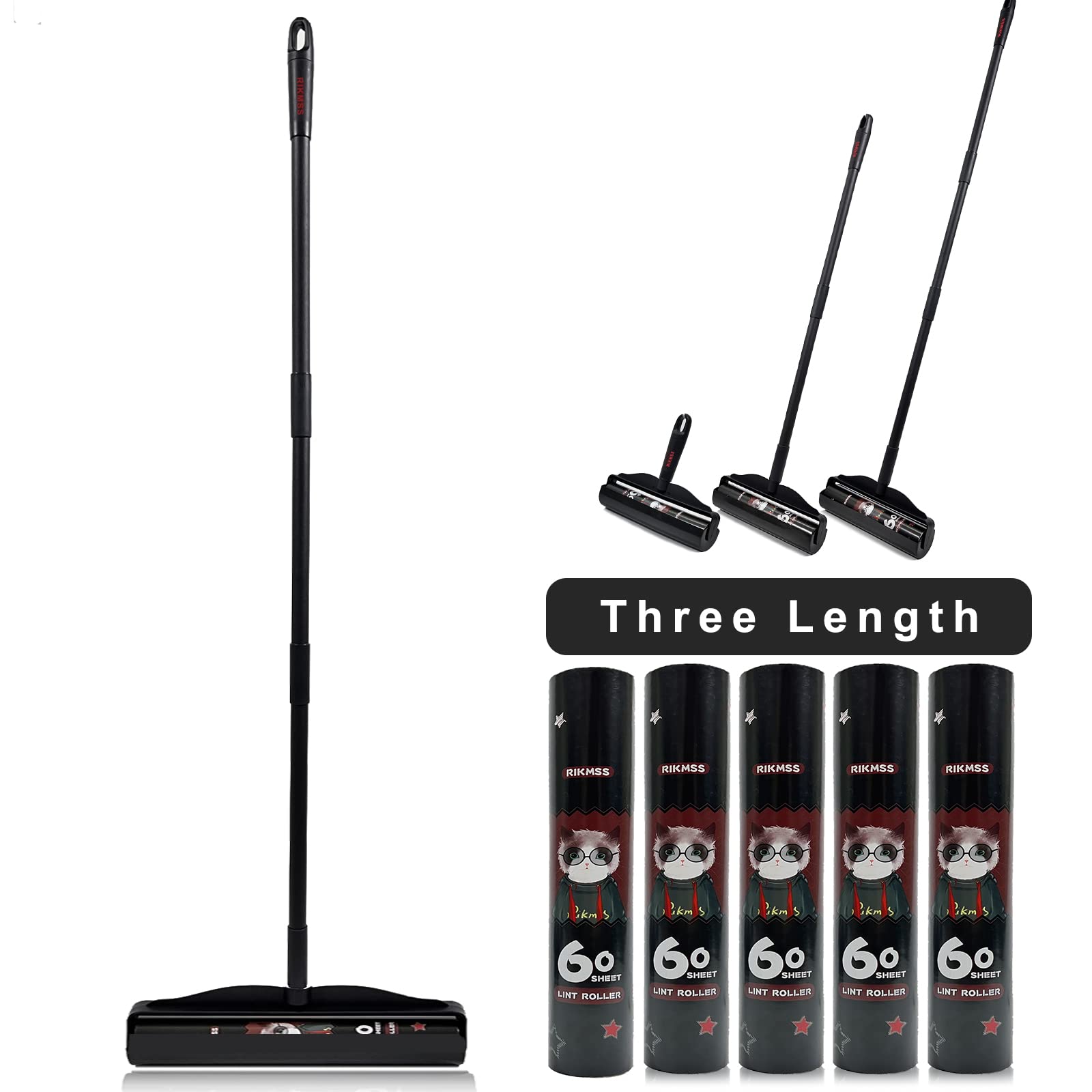 Large Lint Roller for Pet Hair Extra Sticky, 9.5" Wide Giant Carpet Floor Lint Roller with Long Handle, Large Surface Lint Remover with 5 Refills Total 360 Sheets