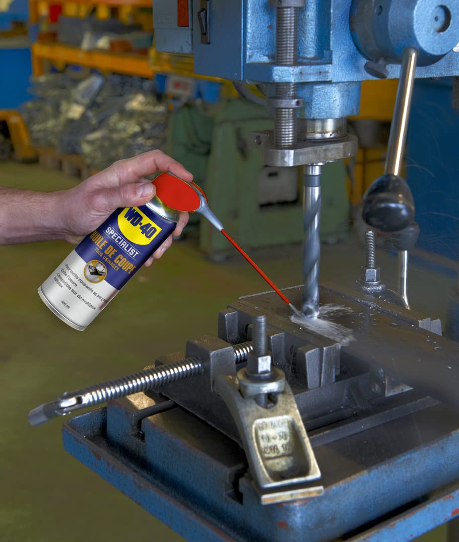 WD-40 Specialist - Aceite de corte - Aceite, maximiza la vida de los equipos de corte y perforación, taladros de columna y sierras - Pulverizador Doble Acción, Spray 360º - 400 ml