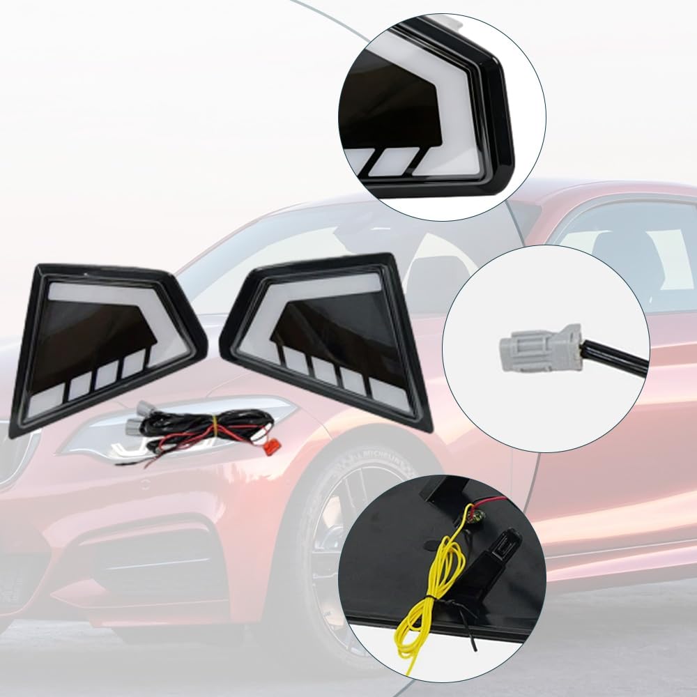 Riloer DRL Luz diurna LED parachoques escaneo dinámico 1 juego modelo A | Compatible con Toyota Hilux Travo Overland 2026, luz LED DRL, doble color blanco/ámbar