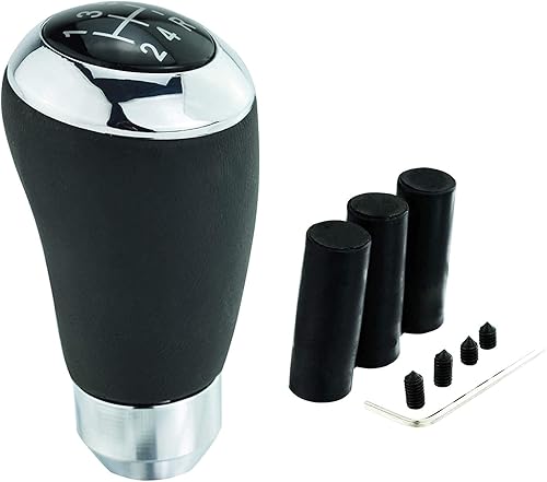 Miniatura 5 de Abfer Pomo de palanca de cambios de cuero de 5 velocidades, palanca de cambios para manija de automóvil, apta para la mayoría de vehículos de motor