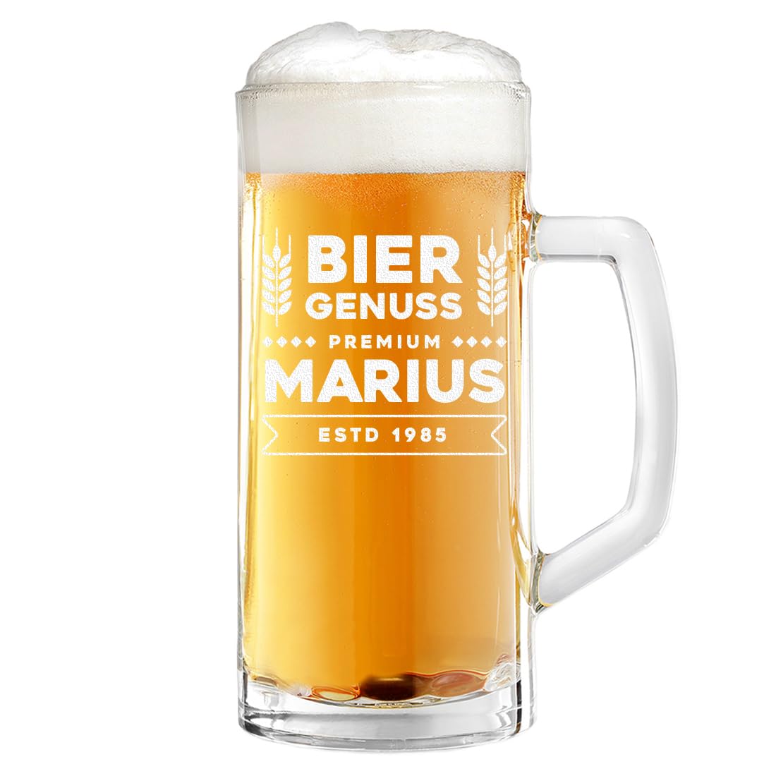 polar-effekt 2-TLG Bier-Set Bierkrug 500ml Holzkiste mit Gravur - Männergeschenk zum Geburtstag - Vatertagsgeschenk für Männer - mit Namen veredelt - Geschenk für Papa