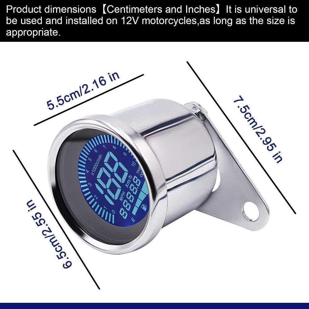 Riloer 12V compteur de vitesse moto universel tachymètre multifonction odomètre jauge de carburant avec 7 couleurs de fond
