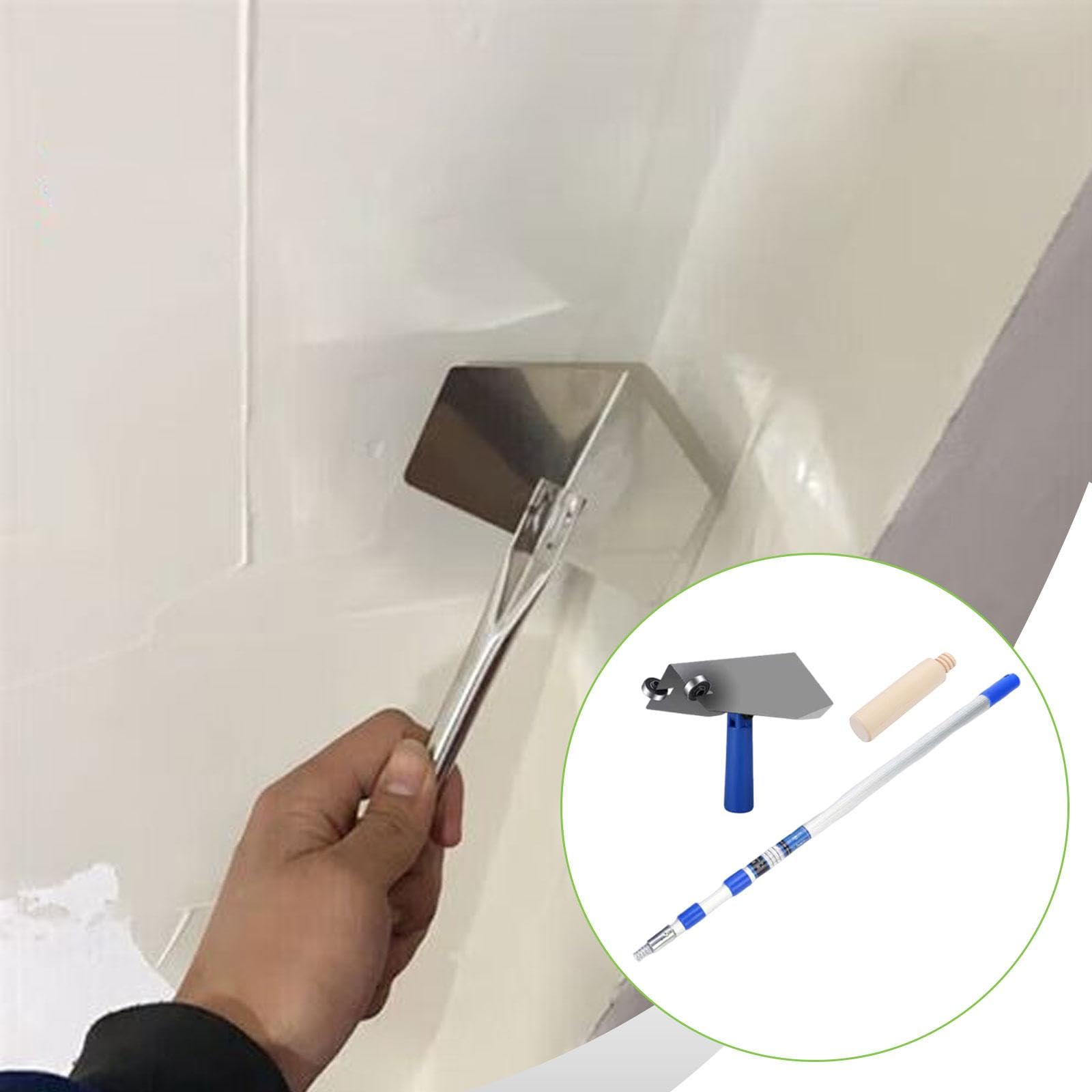 Taloche D'Angle pour Cloison Sèche Manche Bois Antidérapant Lisseuse Aluminium Inox Solide Outil Application Enduit Angle Intérieur Tige Incluse Adapt, 3.6 M Rod