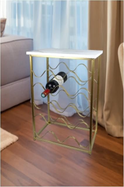 Spot on dealz® Wine Racks Free Standing Bottle Rack Table Stand 4 Tier Wooden Wine Rack Home Bar Unit For Cupboard Wooden With Gold Frame 12 Bottle Holder Drinks Cabinets