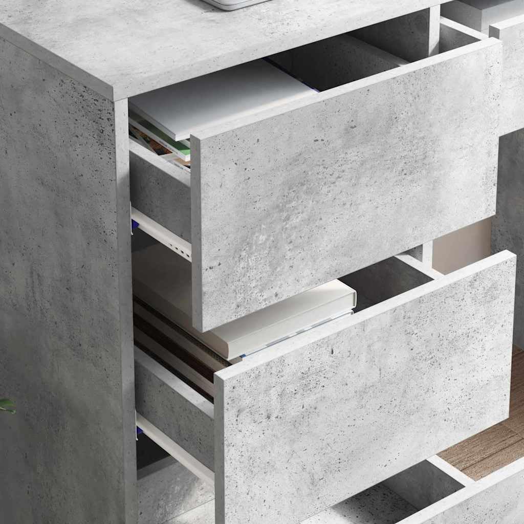 Schreibtisch Beton Grau 90 x 37,5 x 75 cm Holzwerkstoff Moderner Computertisch mit Stauraum für Home Office Büroarbeit Schreibtischzubehör