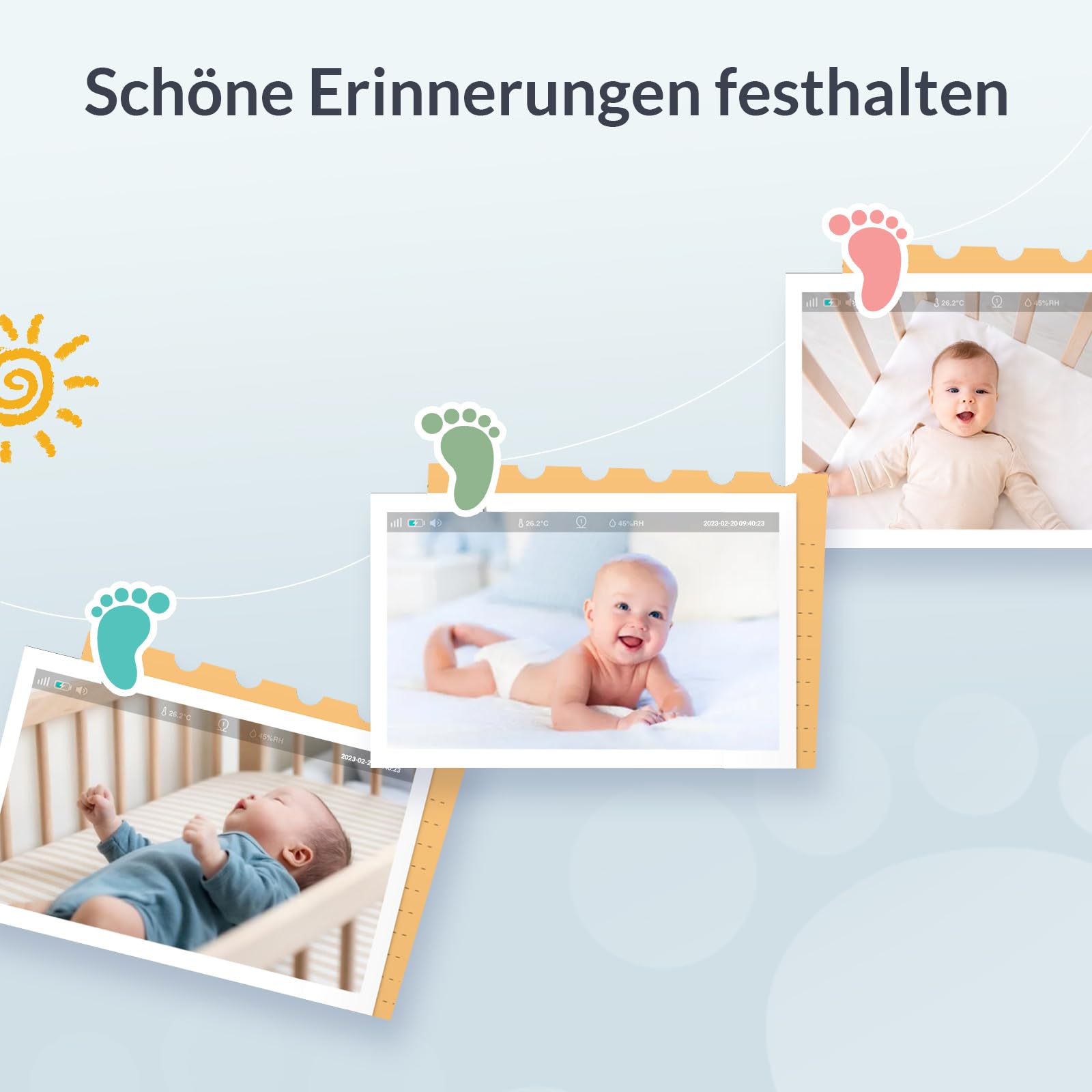 NETVUE Blau Babyphone mit Kamera und 4 in 1 Halter, 5000mAh Kabellos 5" Baby Monitor, 1080P Babyphone mit App, Nachtsicht, Zwei Wege Audio, VOX, Weinerkennung & Temperaturanzeige