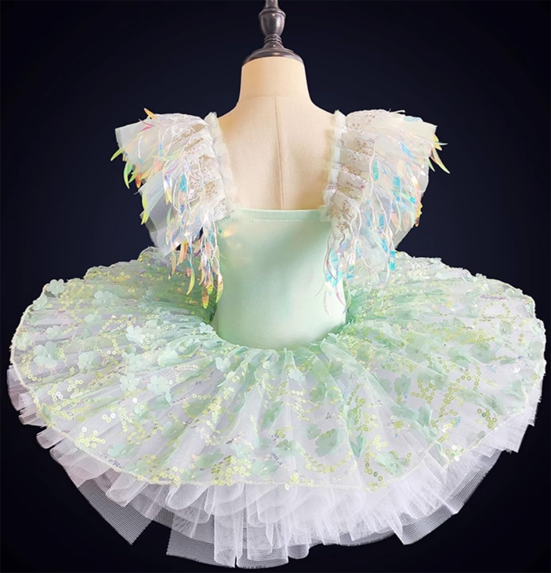 Robe Tutu de Ballet pour Enfants, Jupe de Danse à Pampilles à Paillettes pour Filles, Combinaison de Ballet du lac des cygnes, vêtements de Spectacle de fête