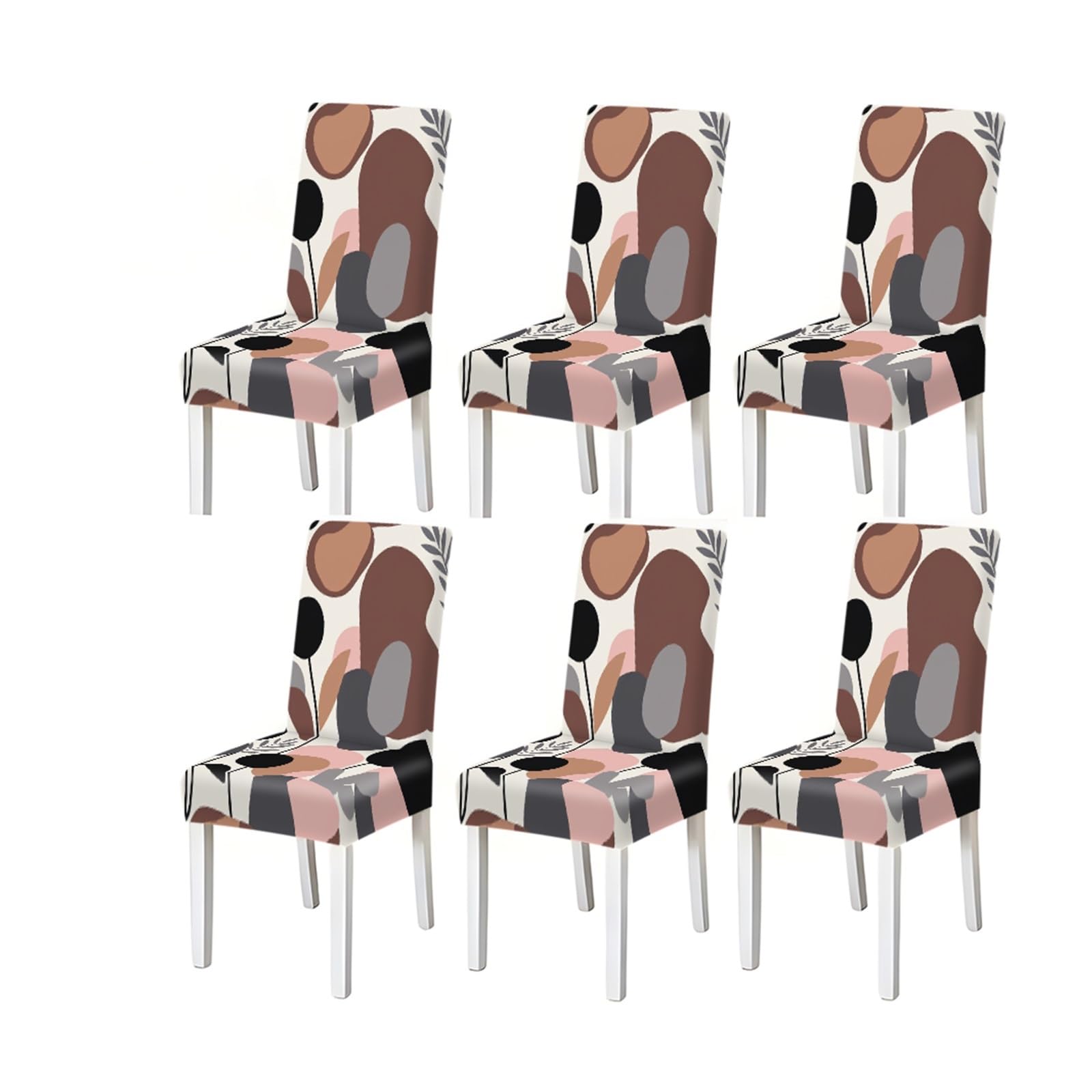 FZJKGH Abstract Modern Geometric Print Dining Chair Covers, Stretch Slipcovers For Kitchen Dining Room Minimalist Decor, 2/4/6PCS Removable Stretch Slipcovers for Dining Chairs(6PCSChair cover)