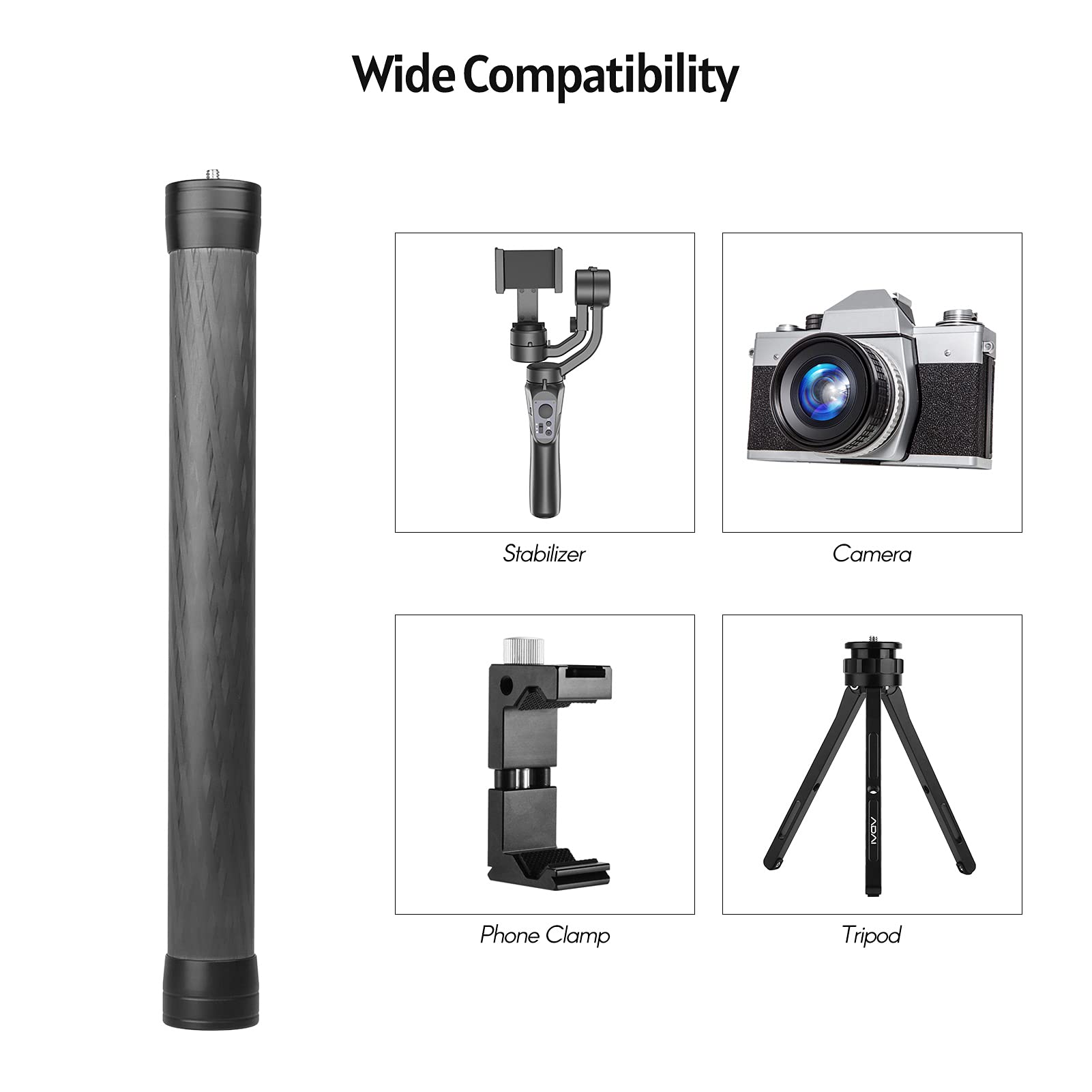 Amazon.com: Andoer Universal Carbon Fiber Extension Pole Rod 35cm/13.8in  with 1/4-inch 3/8-inch Mounting Interface for Camera Gimbal Stabilizer  Video Cage Phone Rig, Red : Cell Phones & Accessories