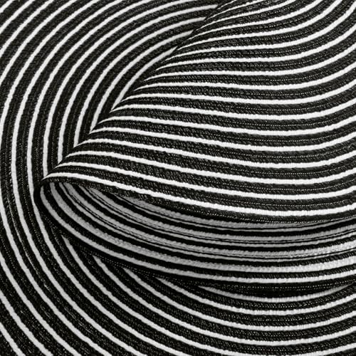 Image of SHACOS 15 inch Round Braided Placemats Set of 6 Non Slip Washable Fabric Kitchen Table Place Mats Heat Resistant Table Mats for Home Wedding Party, Black White
