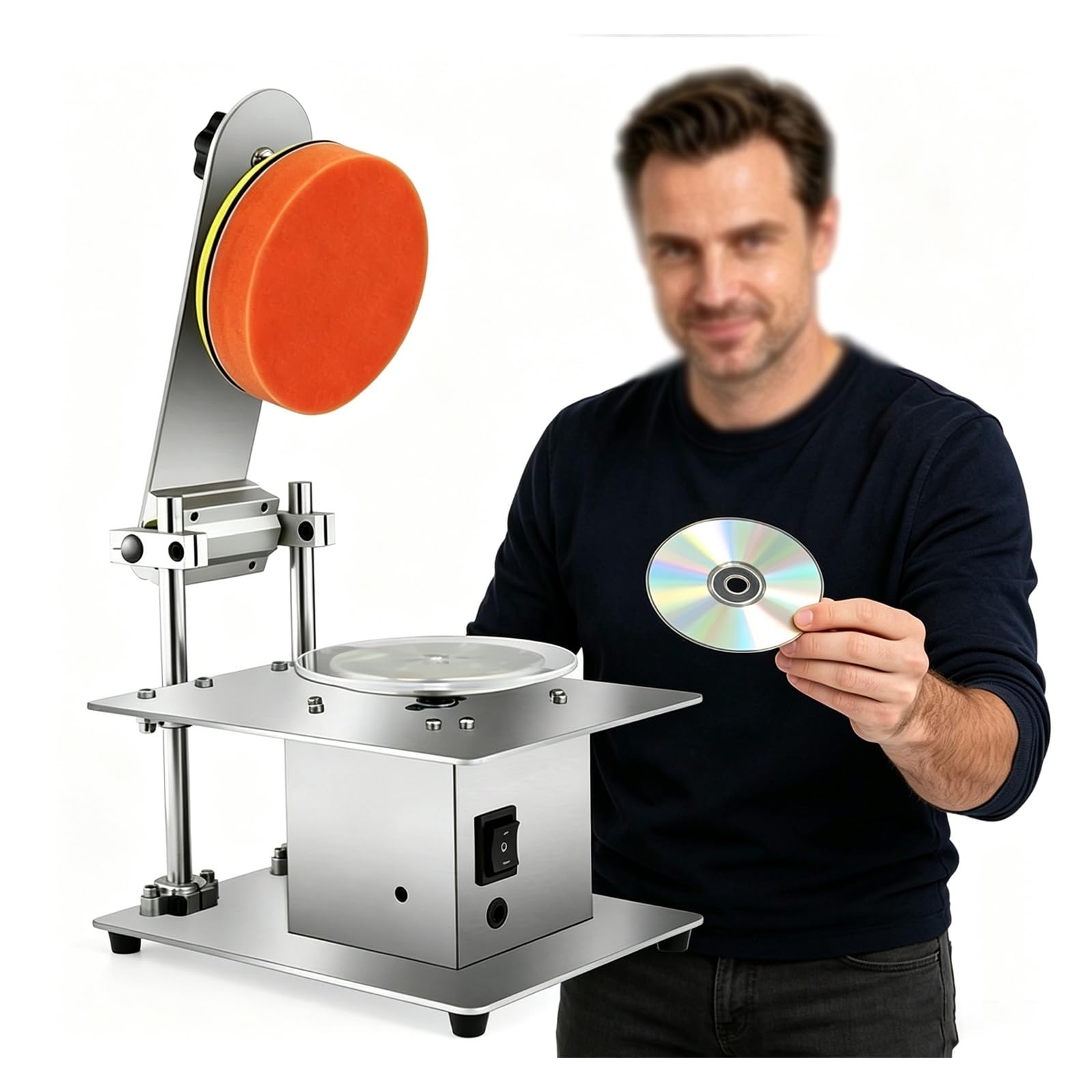 Macchina Per Riparazione Dischi 200W,Lucidatrice Semiautomatica Per CD/DVD | 7 Velocità Regolabili,Macchina Per La Pulizia Della Riparazione Del Disco Per Casa E Negozio