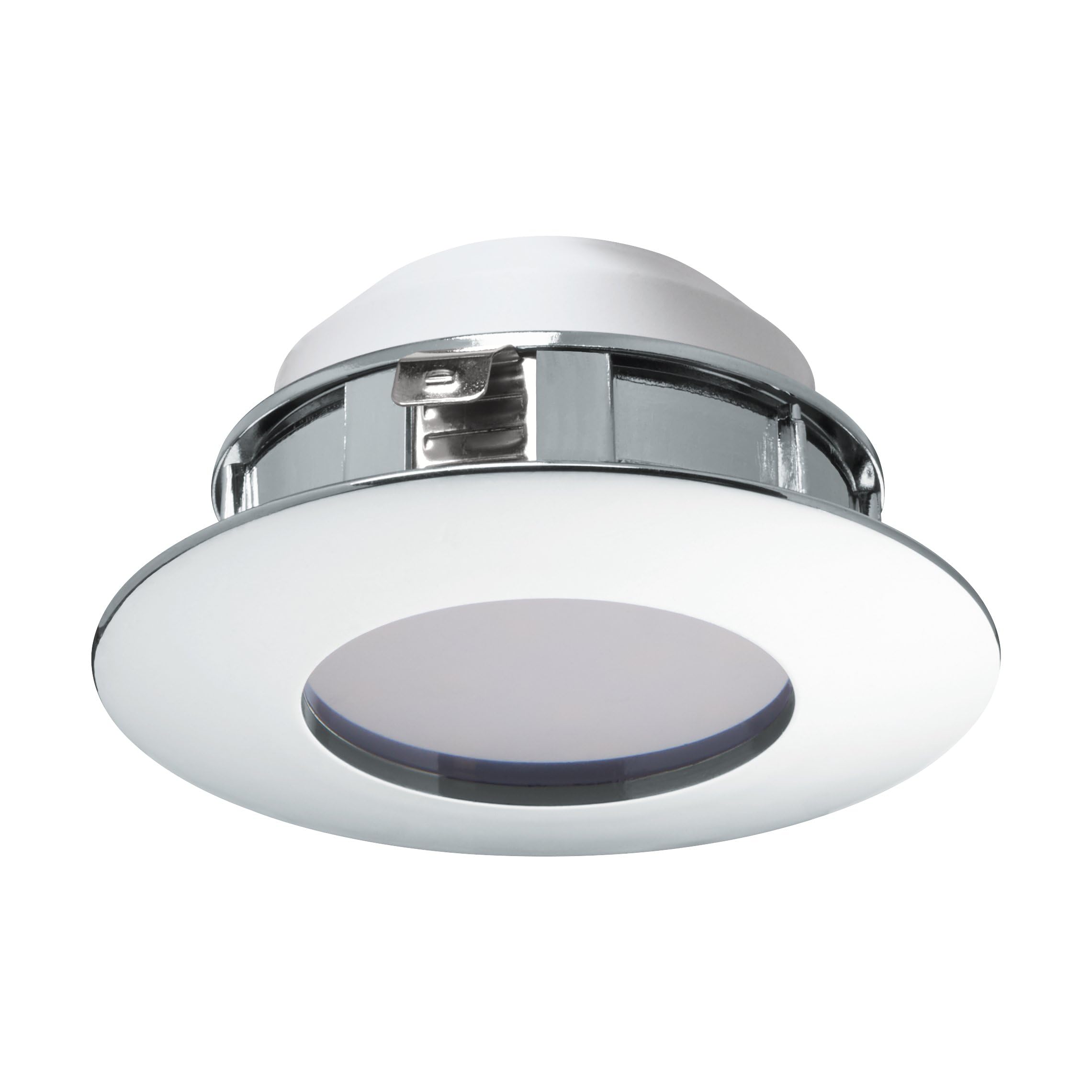 EGLO LED Einbaustrahler Pineda, Spot aus Kunststoff, Einbauleuchte in Chrom, Einbauspot flach, Ø 7,8 cm