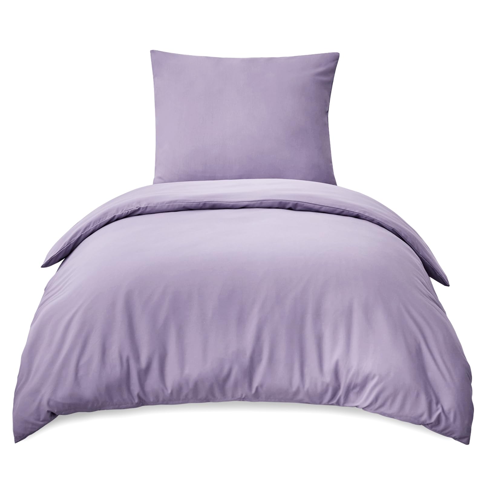 RUIKASI Bettwäsche 155x220 Lavendel 2teilig - Hell Violett Mikrofaser Bettwäsche-Sets Oeko-TEX, Bettbezüge 155 x 220cm + Kissenbezüge 80x80cm mit Reißverschluss, Weich und Bügelfrei