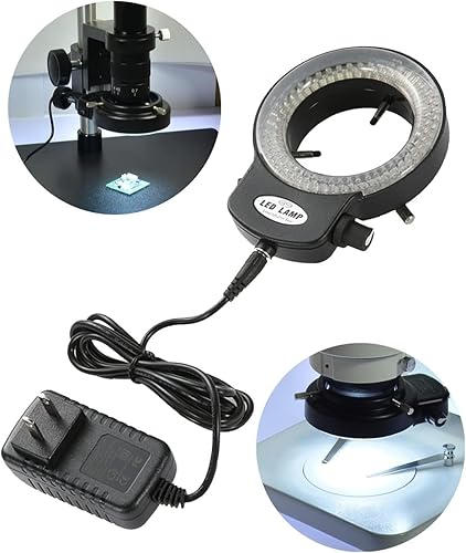 Miniatura 9 de Lámpara de anillo de cámara de microscopio 144 cuentas LED Fuente de luz Brillo Control variable ajustable Iluminación sin sombras (enchufe de EE.