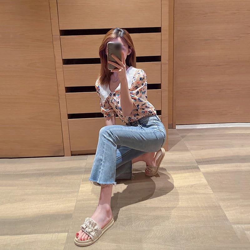 Wearing Versatile Sandals for External Wear Oversized Beach Slippers Thick Soled Pearl Slippers(36)4