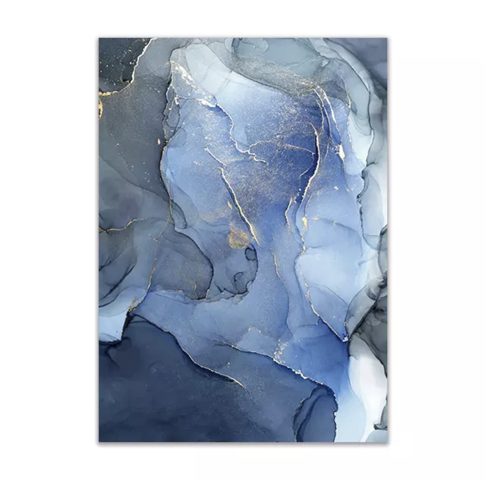 Textura de mármol abstracto cartel de oro azul arte de la pared impresión estilo moderno lienzo nórdico pintura de tinta decorativa decoración del hogar 40x50cmx3 con marco