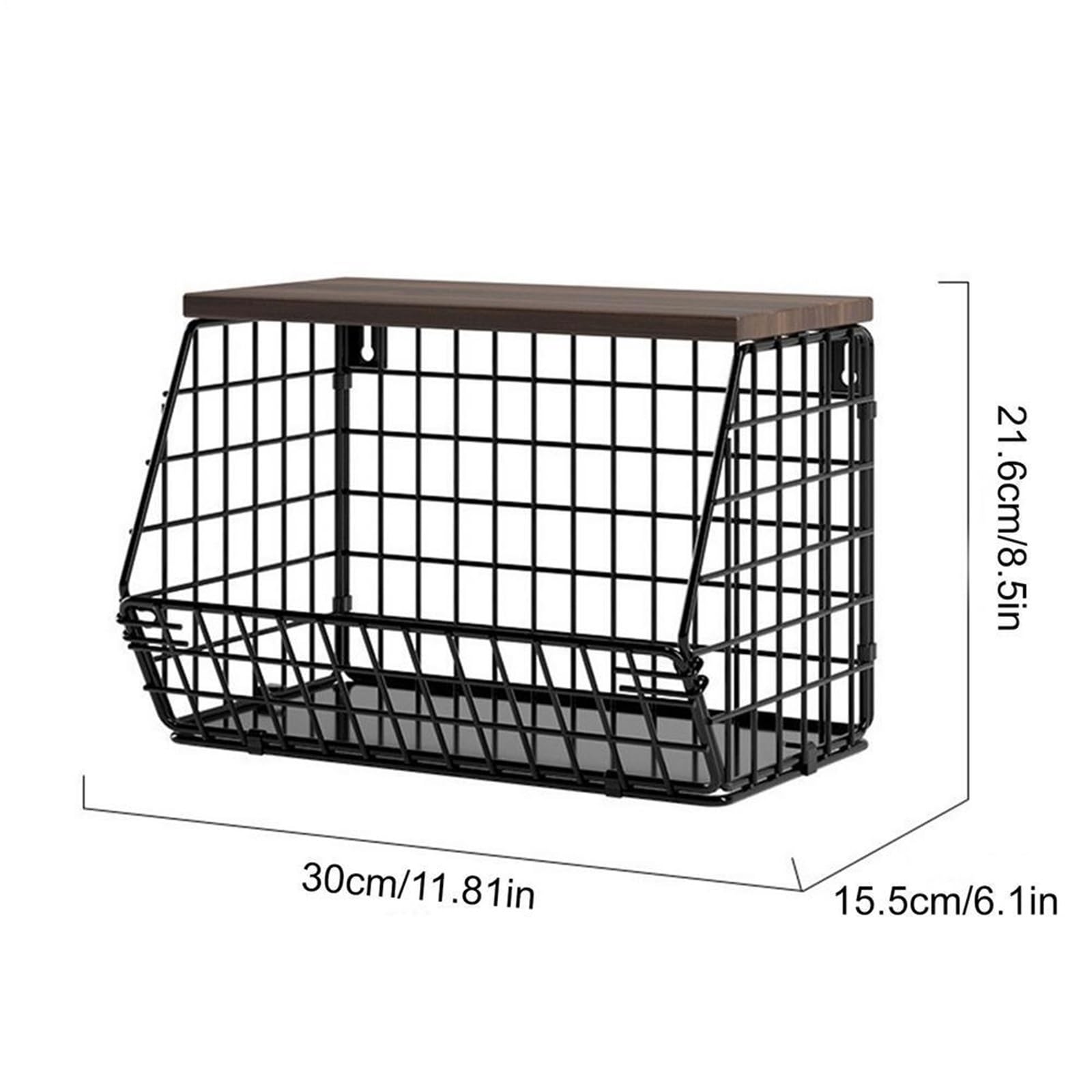 Fruit Vegetable Basket Snack Organizer Wall Mount Kitchen Metal Storage With Hook Countertop Pour Maison(S)