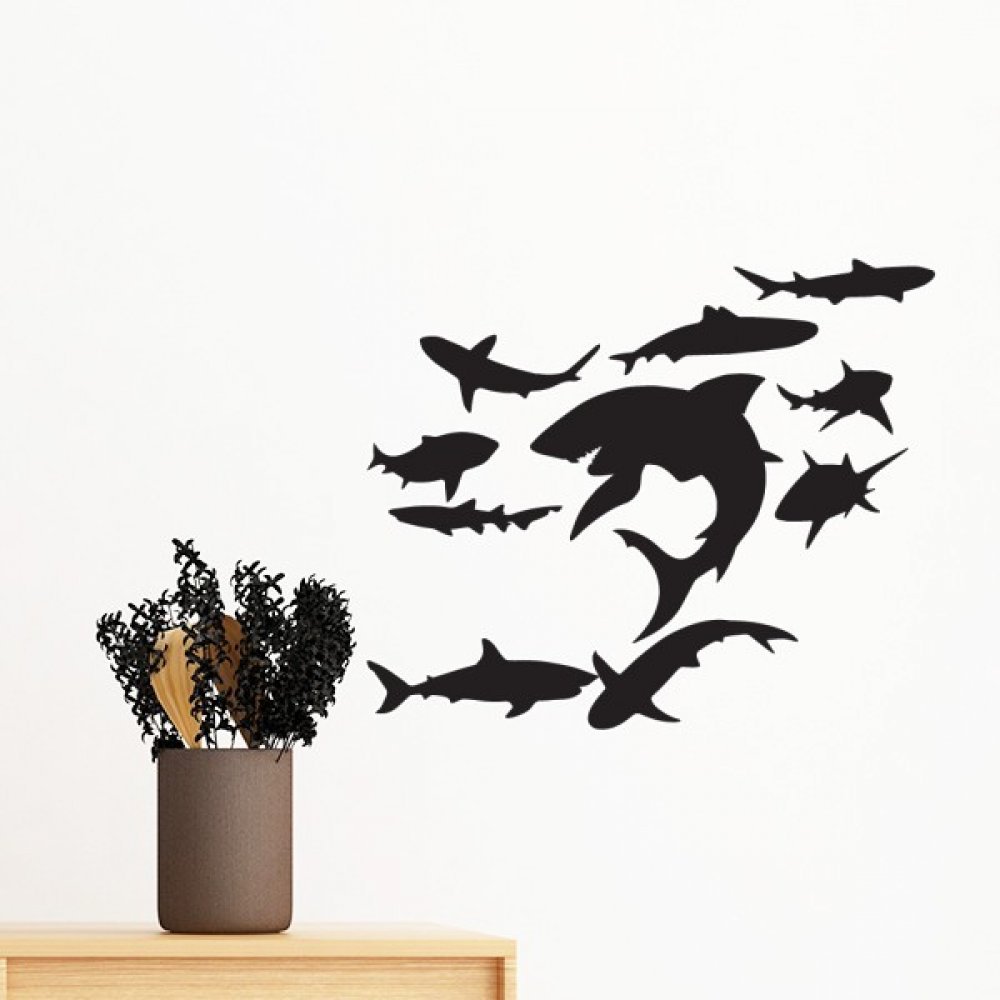 Sticker requin amovible ocean pour relooker facilement un mur blanc