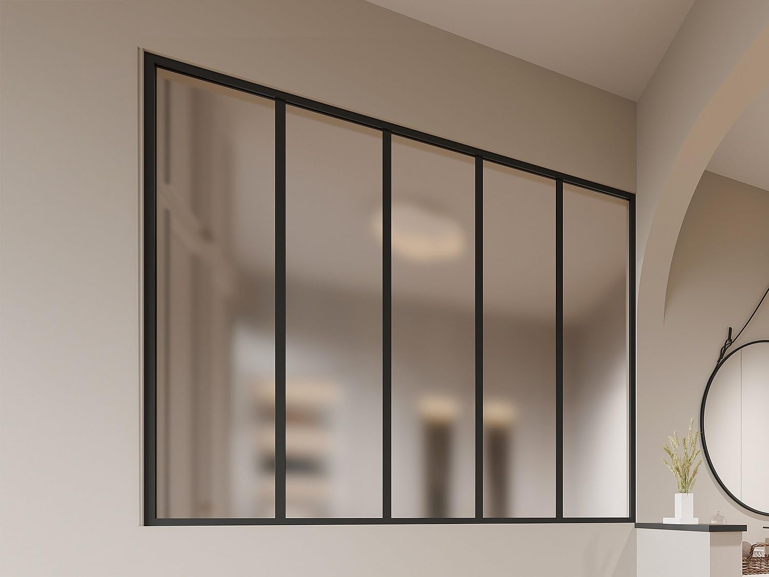 Vente-unique - Cristalera Bayview - L 150cm x A 3.5cm x H 130cm - Cristal Templado - Negro
