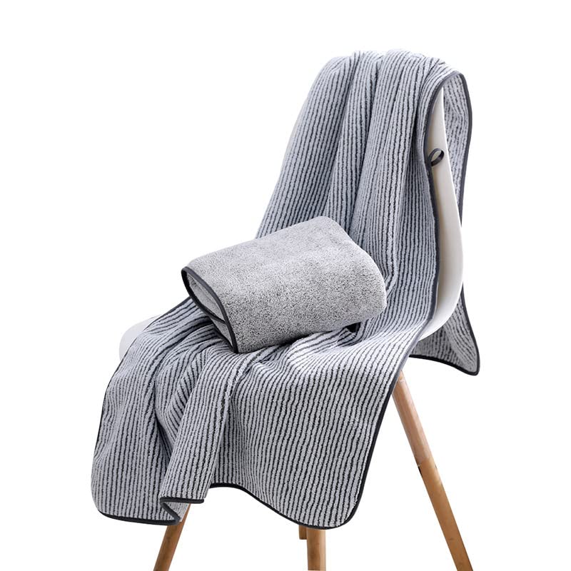 Serviette de toilette grand format 140x70 cm coton doux gris