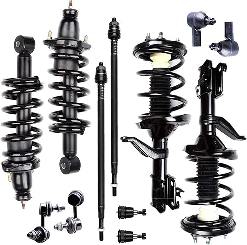 SCITOO - 12 piezas Conjunto de resorte delantero de resorte trasero conjunto de resorte estabilizador kit de eslabones de barra de acoplamiento para