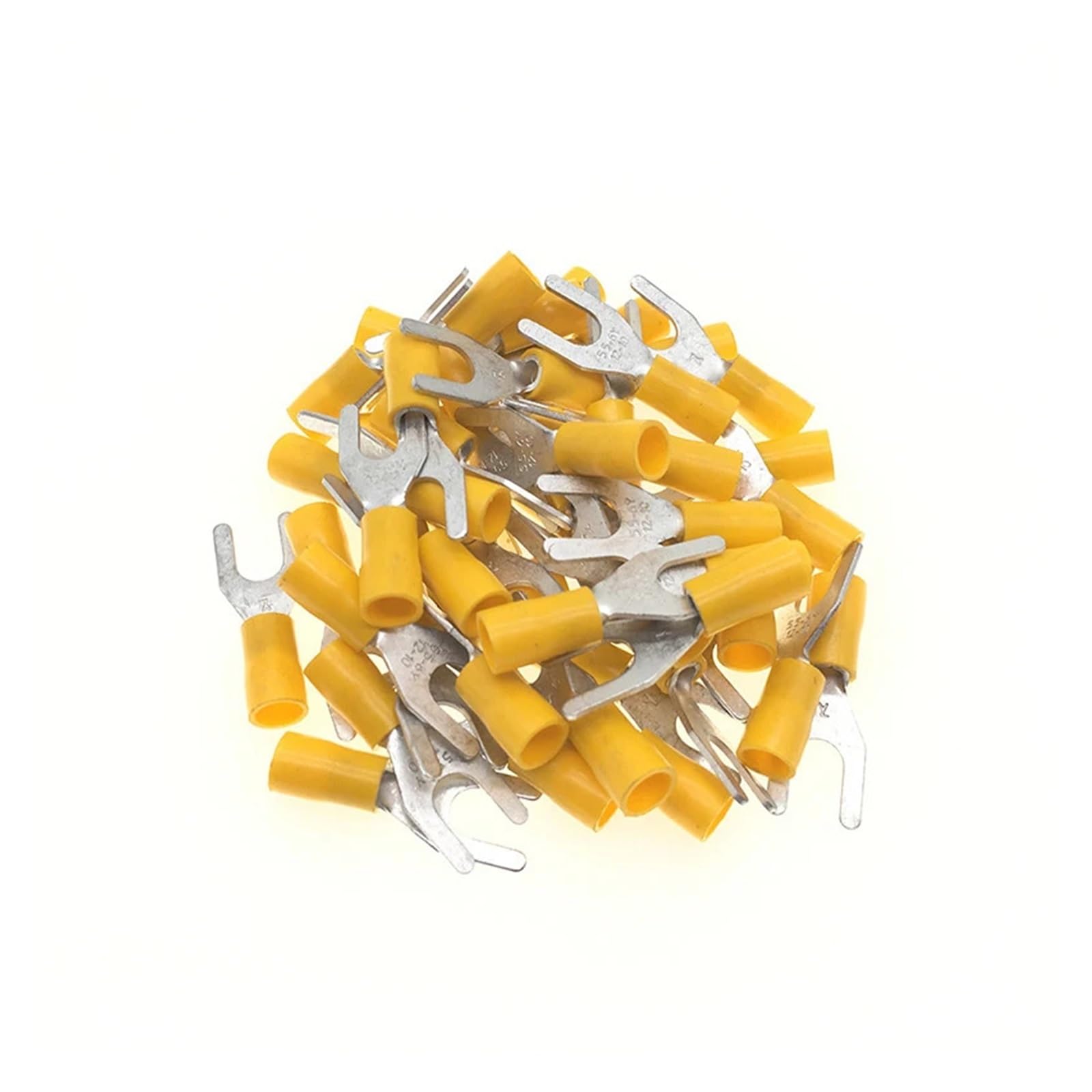 REIUAFWYGV SV5.5-6 Yellow Furcate terminals Cable Wire Connector 1000PCS 16~14AWG 1/4 Yellow Furcate Fork Spade Crimp Terminals