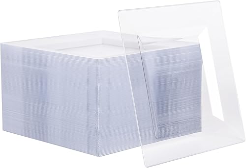 Miniatura 7 de Paquete de 100 platos cuadrados de plástico de postre rosa, platos desechables de 6.5 pulgadas, platos resistentes para fiestas, bodas, Navidad,