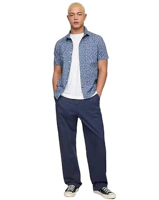 GAP Men's Floral Regular Fit Shirt (442711808_Blue