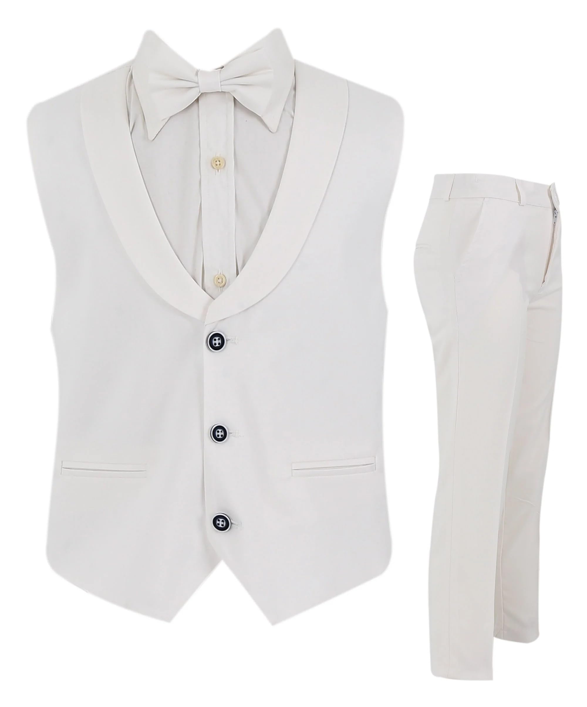 Conjunto de chaleco de comunión para bautizo, traje de bautizo, blanco, algodón, lino, 3 piezas, para bebés y niños