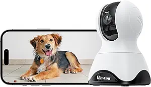 VIMTAG 2.5K Indoor Camera, 360° Pet Camera, 5G/2.4G WiFi Baby Monitor with Phone App, Speaker & Audio for Dog Cat Nanny Home Security, Motion Tracking, Smart Dection, Night Vision, SD/Cloud Storage asin的图片
