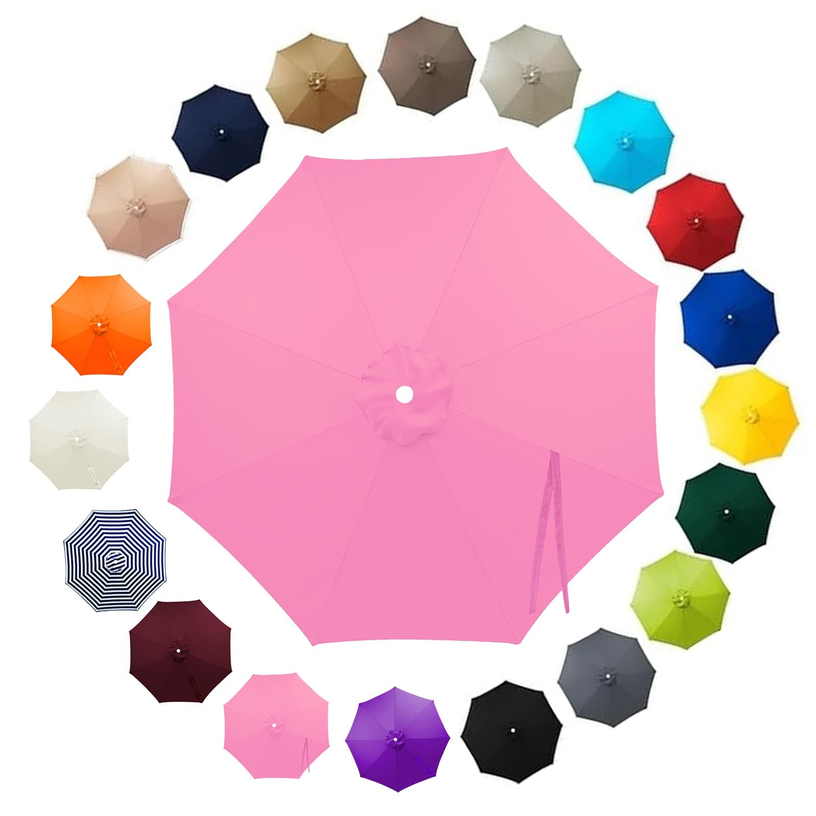 Outdoor Patio Parasol Replacement Canopy 2.5m 2.8m 3.30m 3.5m 6/8 Ribs, Fade Resistant Garden Umbrella Top Fabric Cover, Waterproof UV Protection Sunshade Cloth(Pink,2.5m/6 Arms)