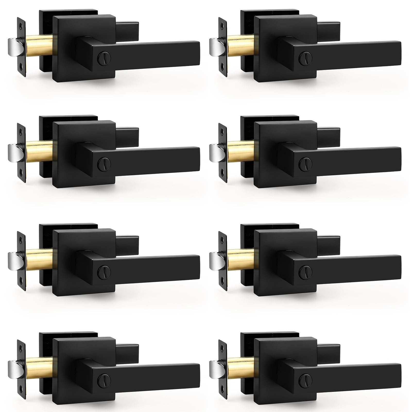 Probrico Matte Black Square French Doors Half-Dummy Handles, Heavy Duty Closet Balcony Pantry Hardware, Non-Turning Stainless Steel Single Dummy Levers(Exposed Screws, 4 Pack) — Amazon image 11